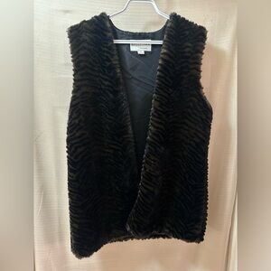 Vintage Bellissima Faux Fur Zebra Print Vest – Size 8